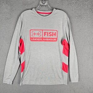 Under Armour T-Shirt Men Medium Fish Hunter Icon Loose HeatGear Pullover 1272199